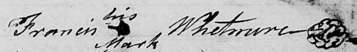 Signature of Francis Whitmire, from 1832.